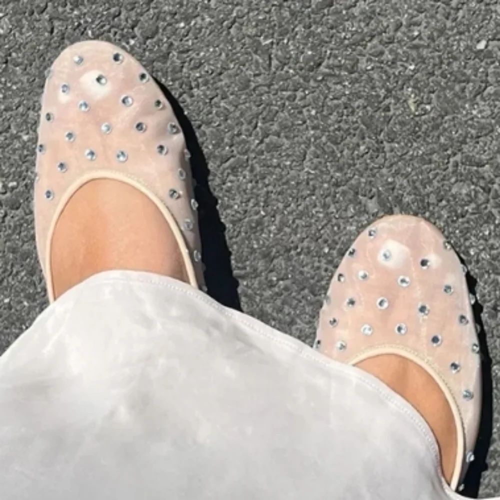 BRAND NEW ATALINA RHINESTONE  STUDDED SLIP-ON ROUND-TOE WOMEN'S MULES